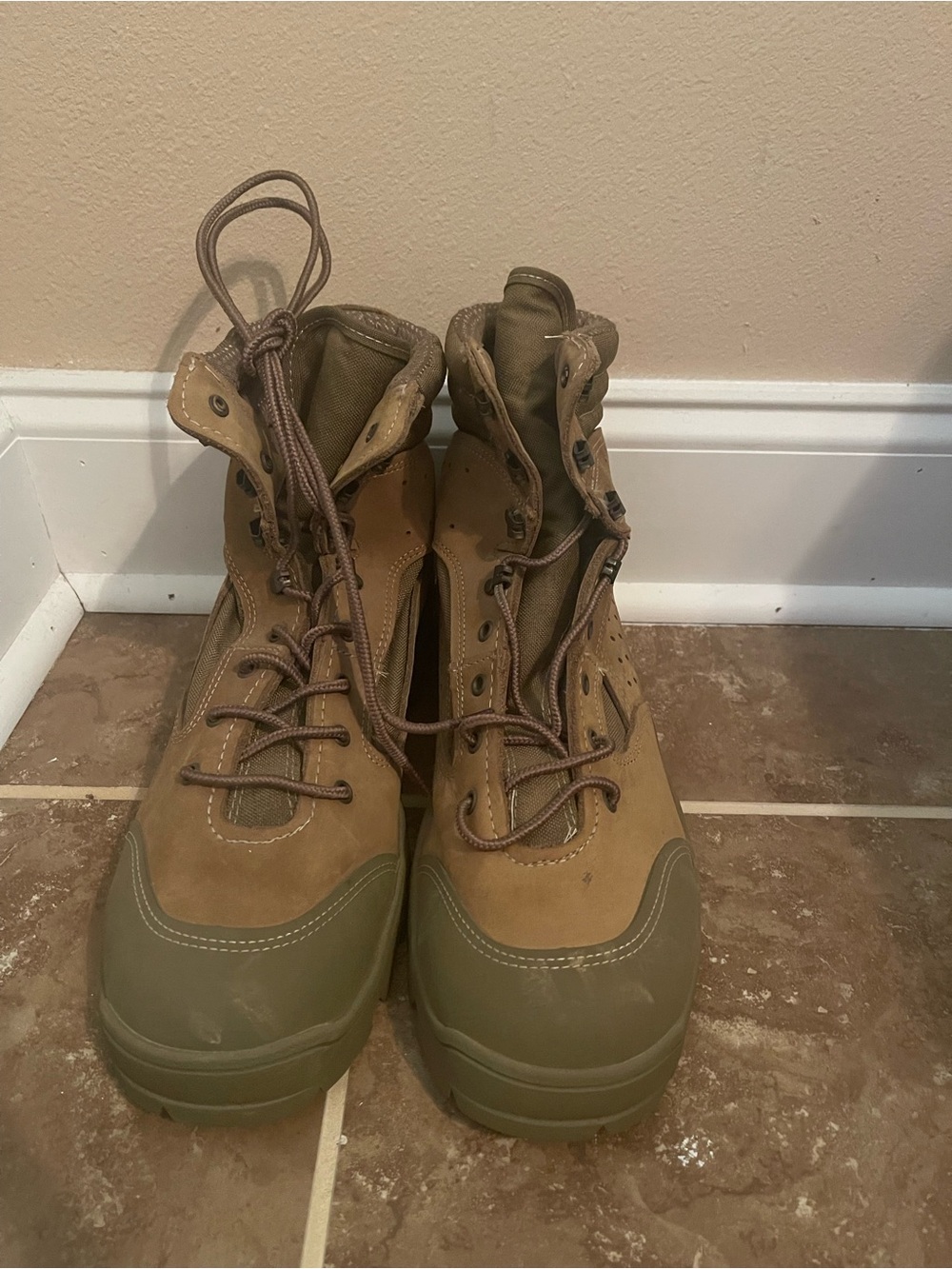 Bates Tan Work Boots with Brown Interior